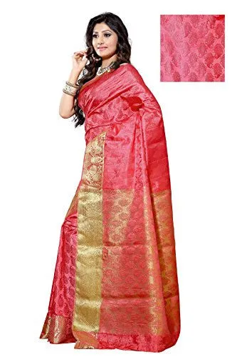 Alankrita Self Design Kanchipuram Art Silk Emboss Tissue Pallu Saree Gajari Color