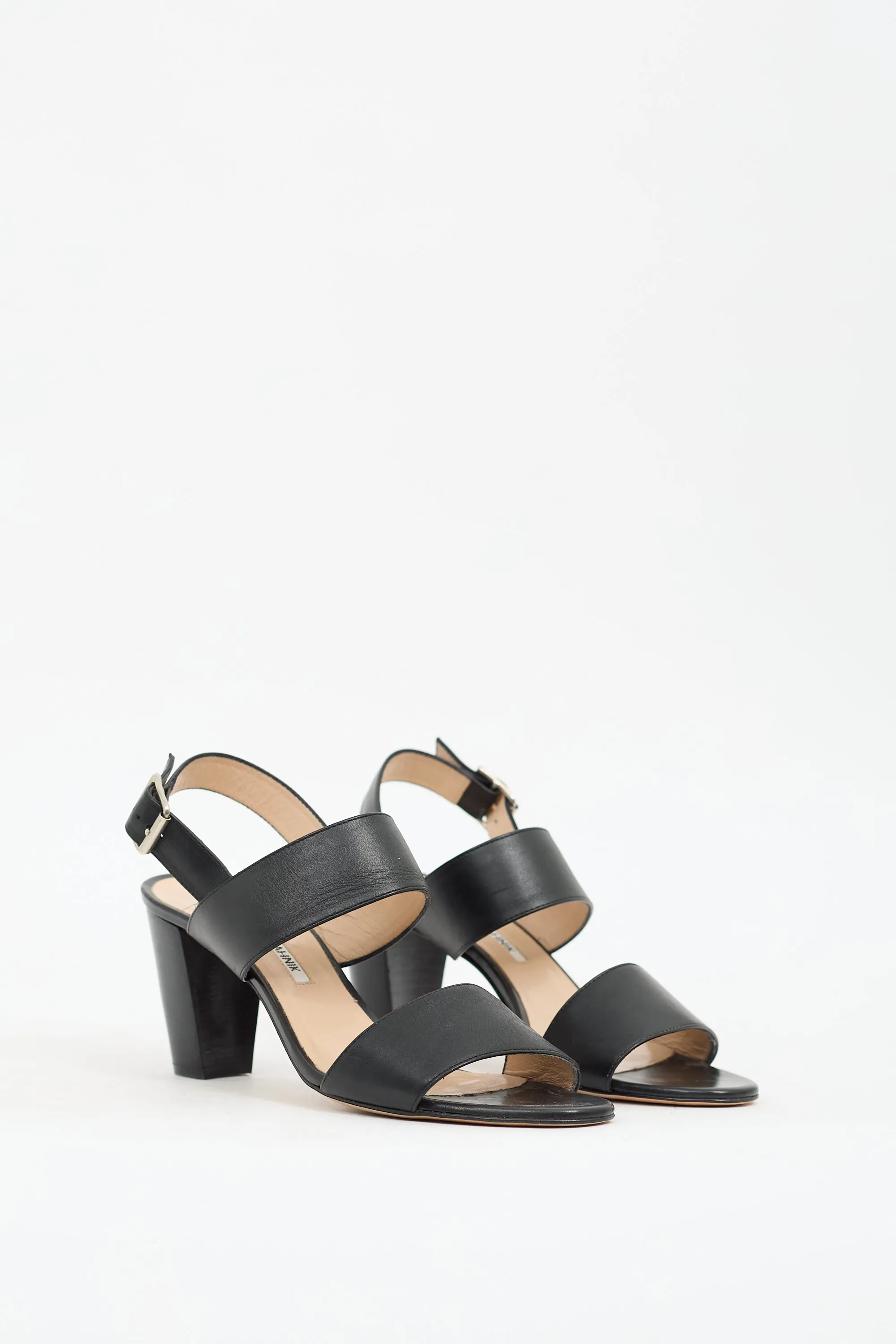 Black Leather Khan Heel