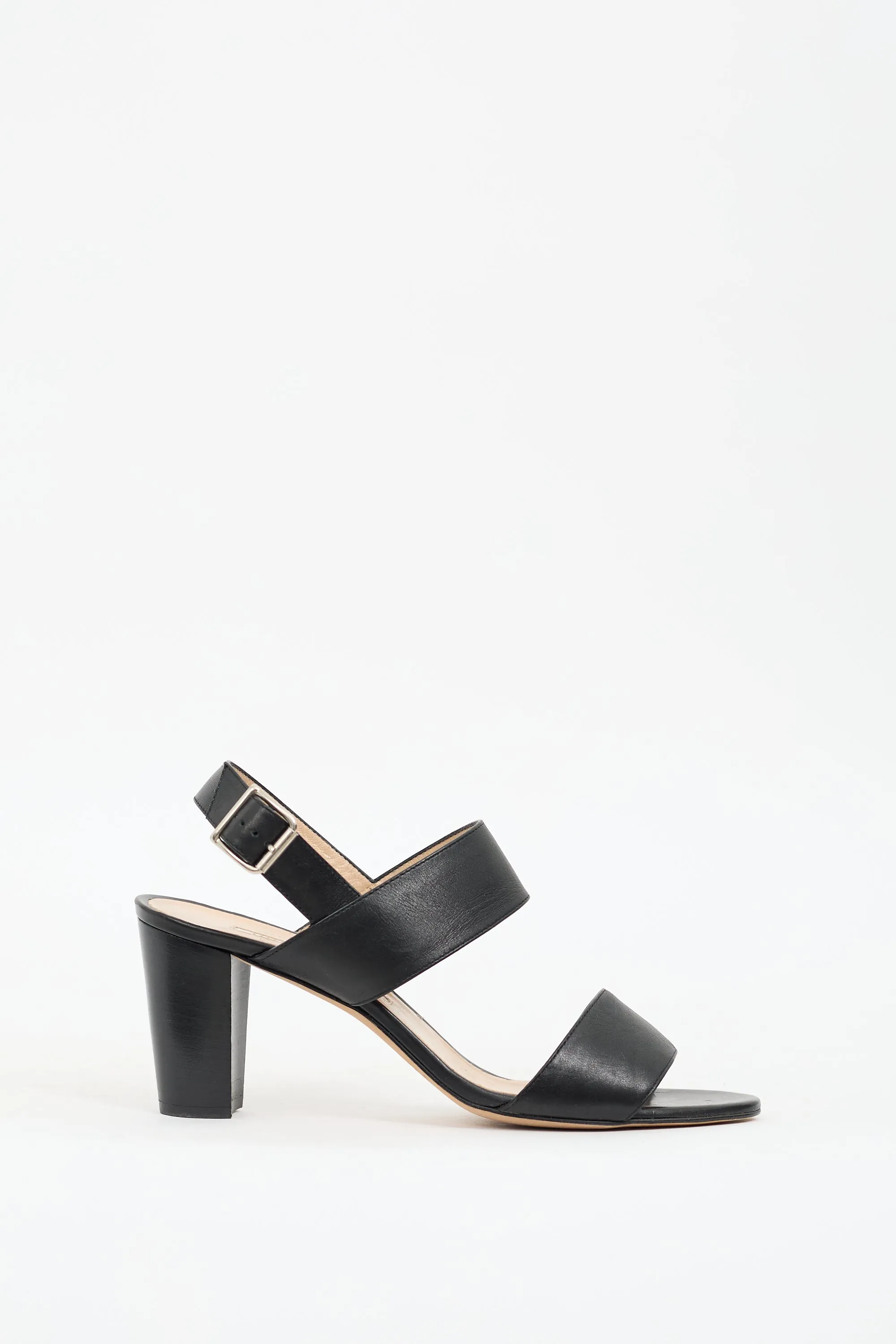 Black Leather Khan Heel