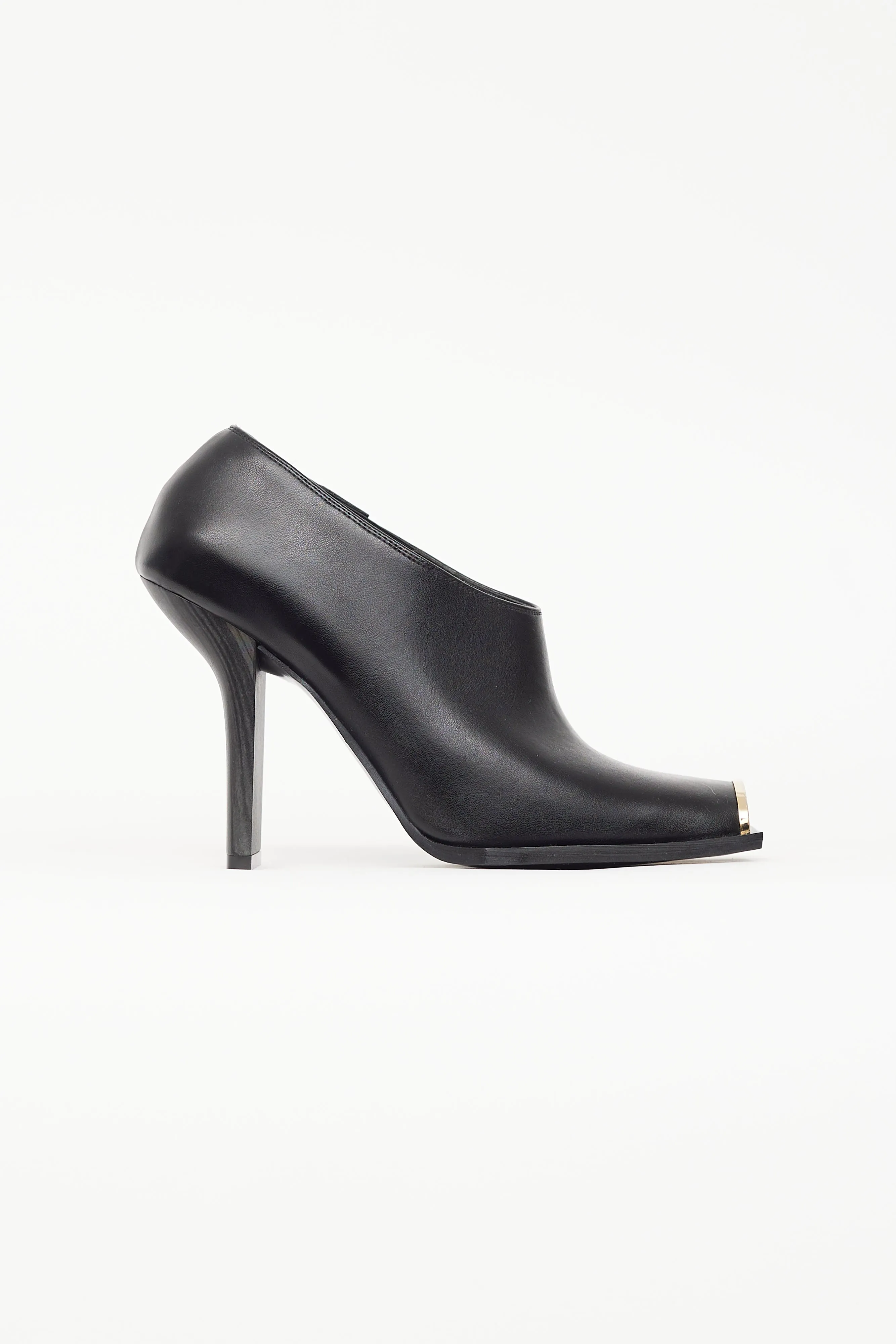 Black Leather Metal Tip Square Toe Boot