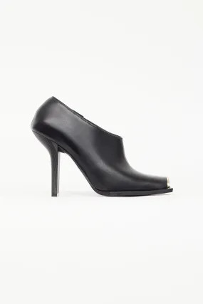 Black Leather Metal Tip Square Toe Boot