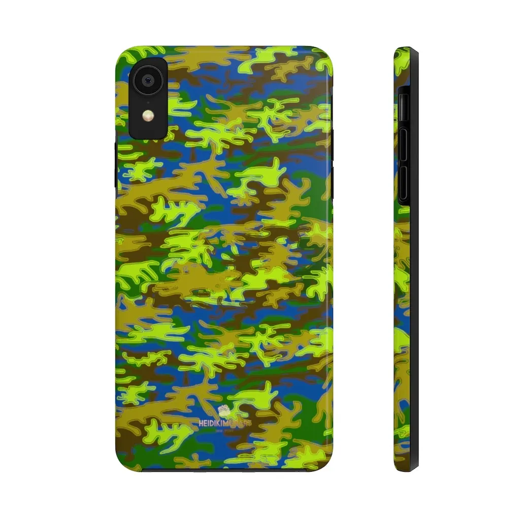 Blue Green Camo iPhone Case, Camouflage Case Mate Tough Samsung Galaxy Phone Cases