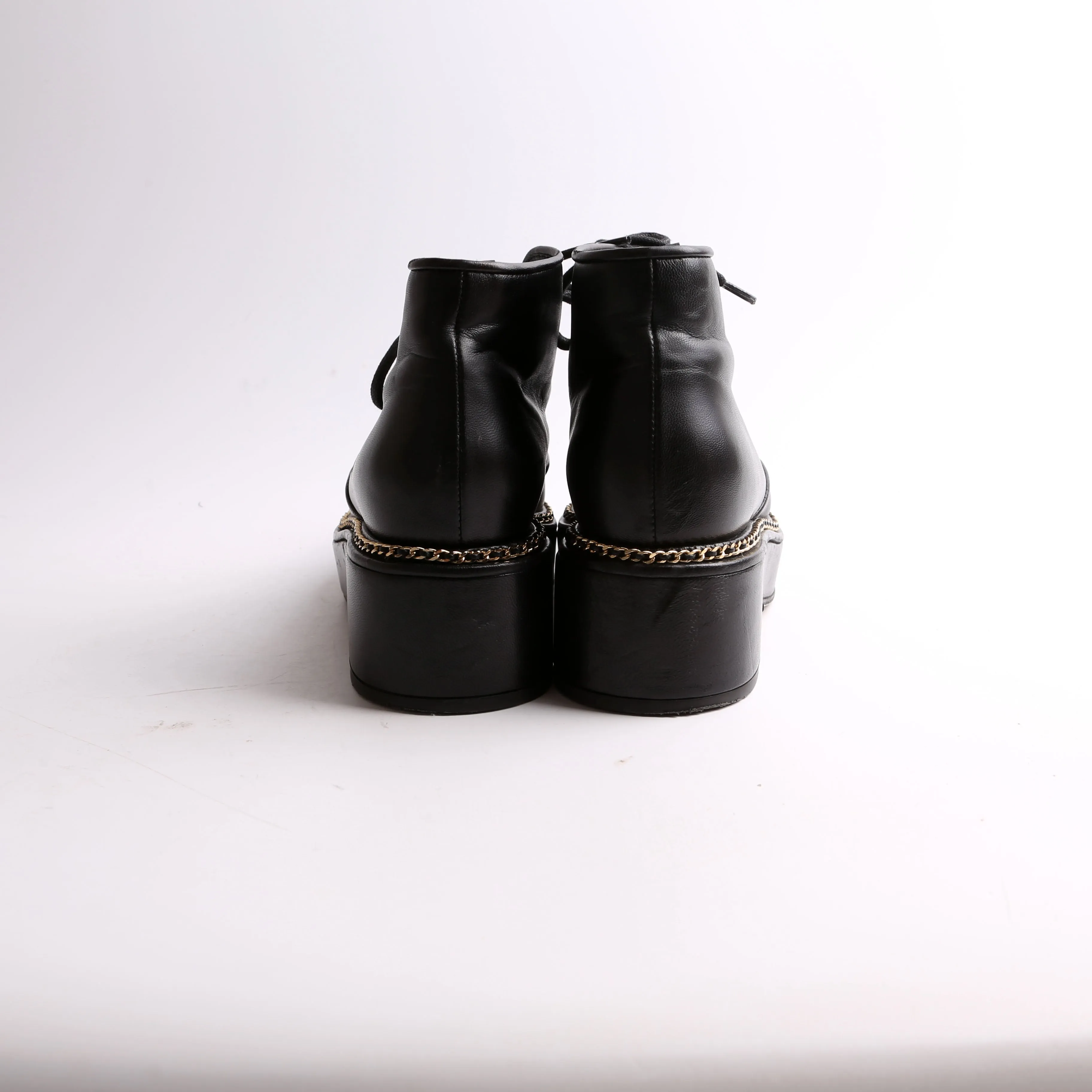 Calfskin Grosgrain Lace Up Booties Size 38.5