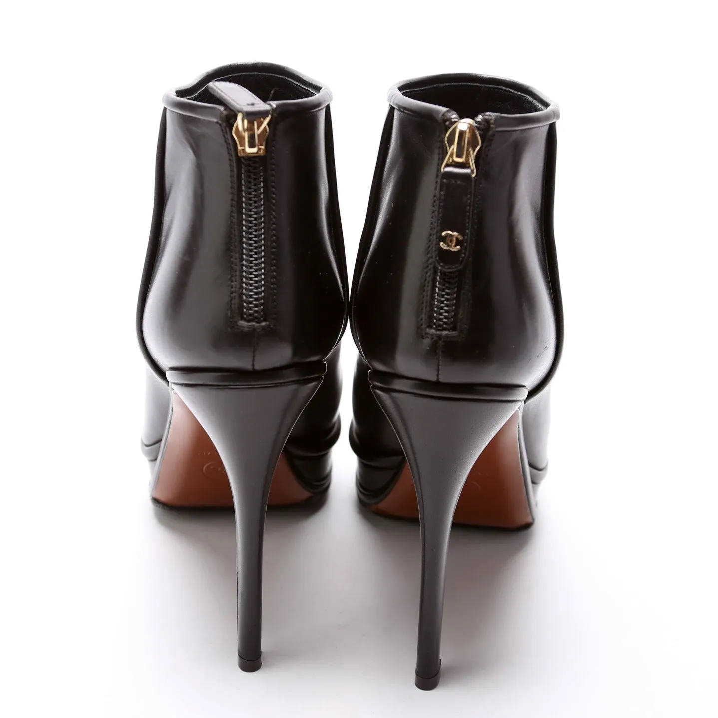 Cap Toe Leather Booties Size 40