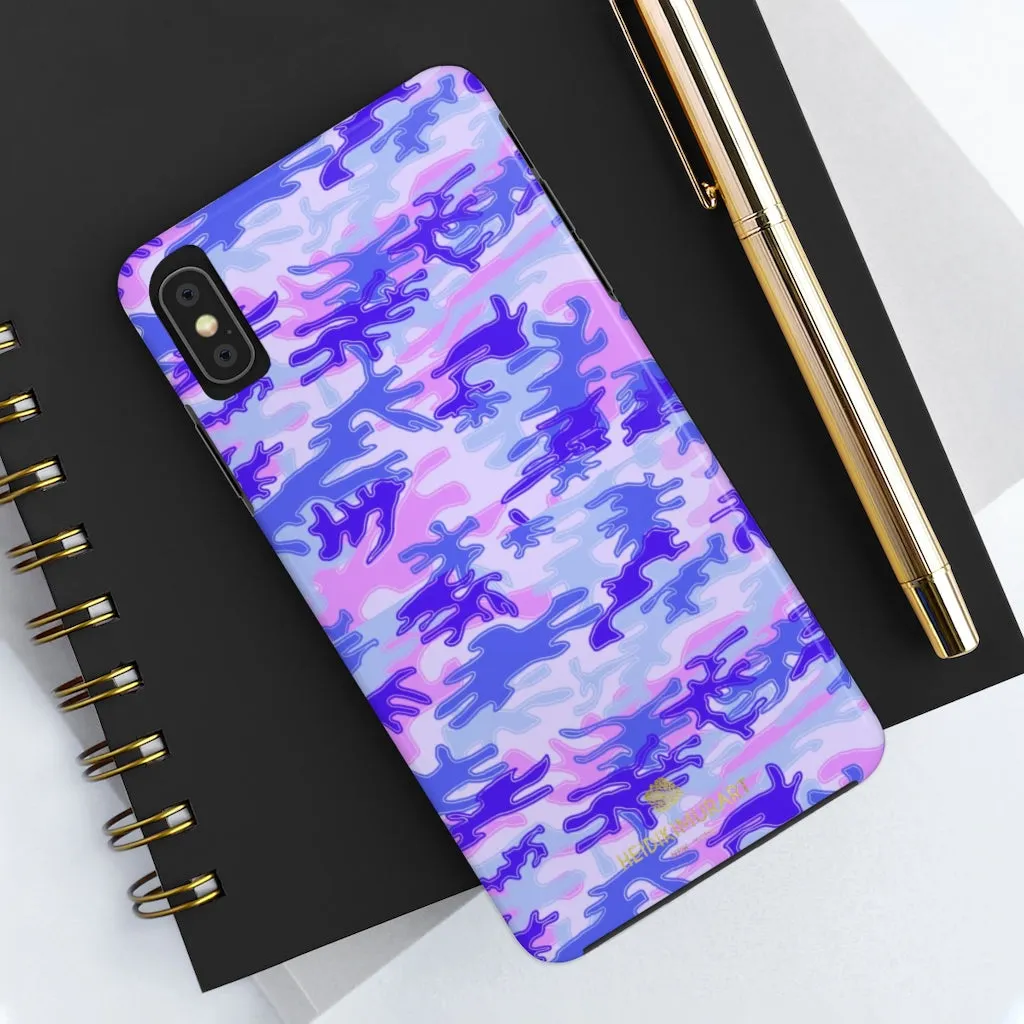 Cute Purple Camo iPhone Case, Pink Best Army Camouflage Case Mate Tough Phone Cases