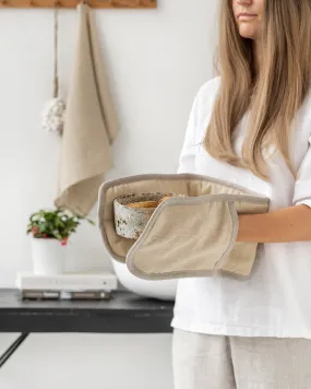 Double oven mitt (1 pcs) in Natural linen