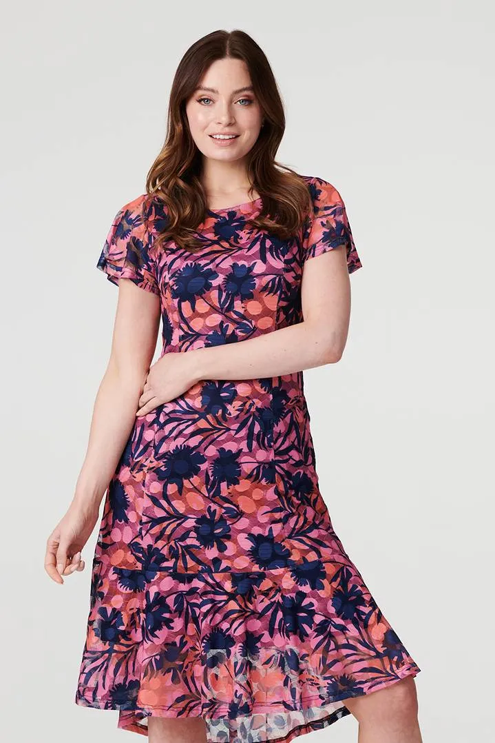 Floral Lace High Low Midi Dress