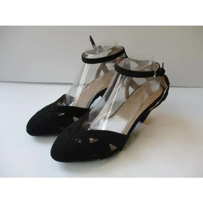 Gomax Black Suede Dunga Cut Out Almond Toe Design Pumps Size Us