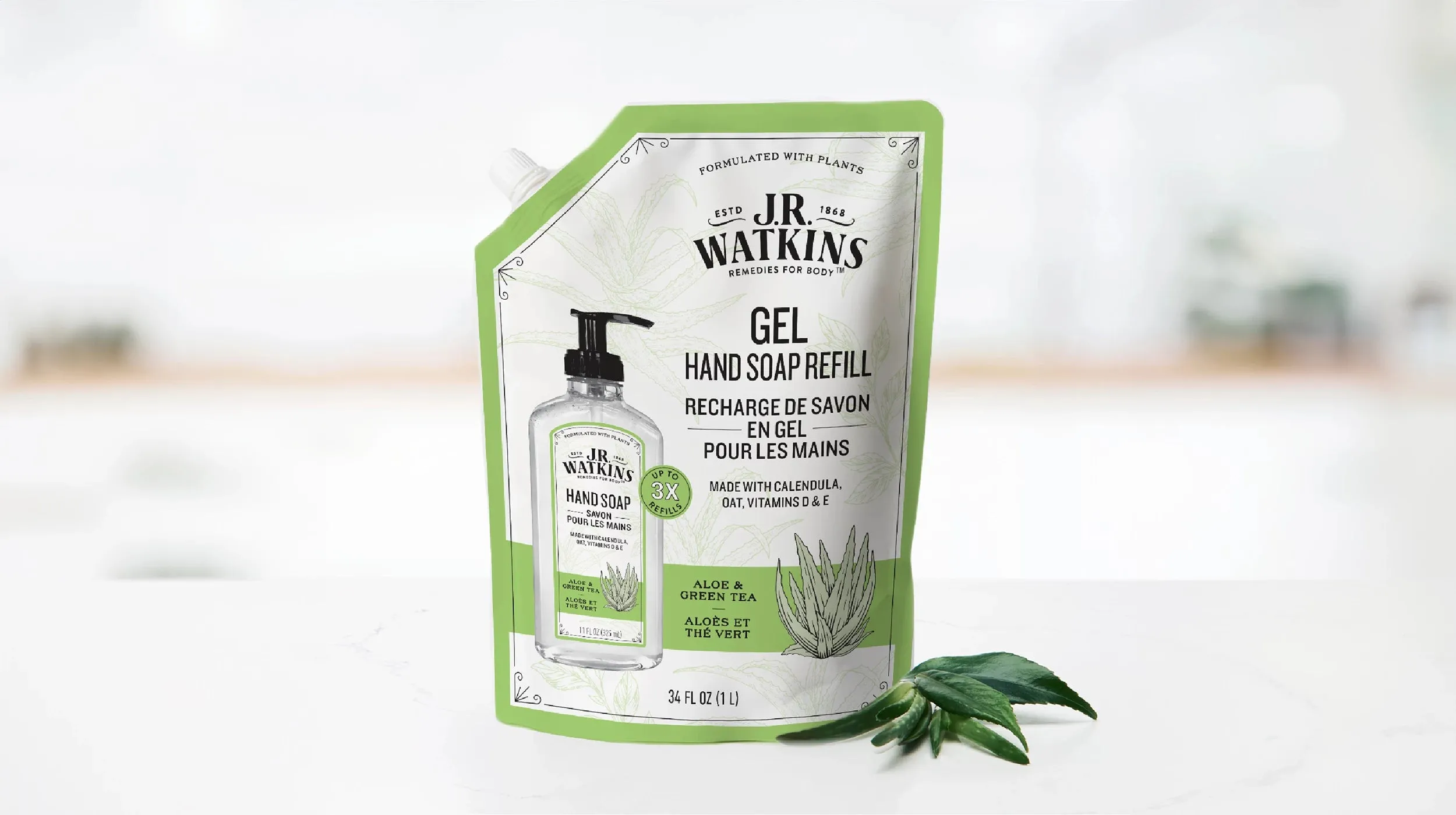 Hand Soap Gel Aloe & Green Tea 34floz Refill