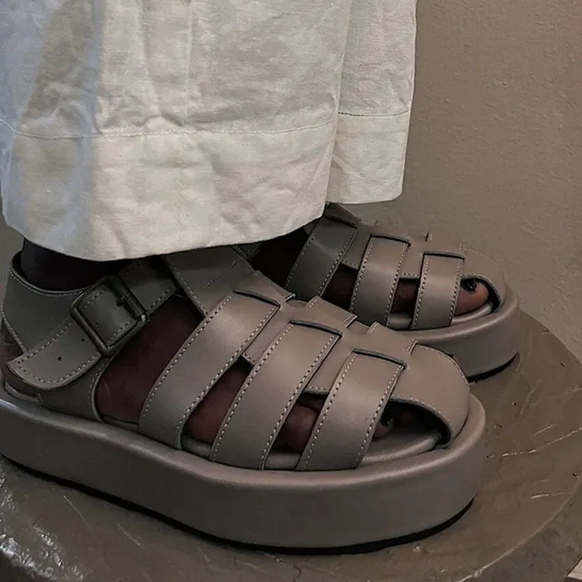 Jino Open-toe Leather Wrapped Platform Sole Sandals