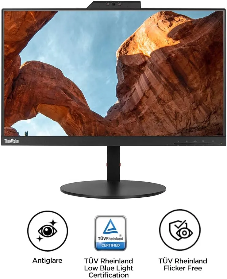 Lenovo ThinkVision T22v-10 21.5" Full HD IPS (1920 x 1080P) 60 Hz (Borderless/Frameless) - HDMI, VGA, DP ports, USB3.0, fully functional stand with Camera, Speaker & Mic | OPEN-BOX - 60 DAYS WARRANTY