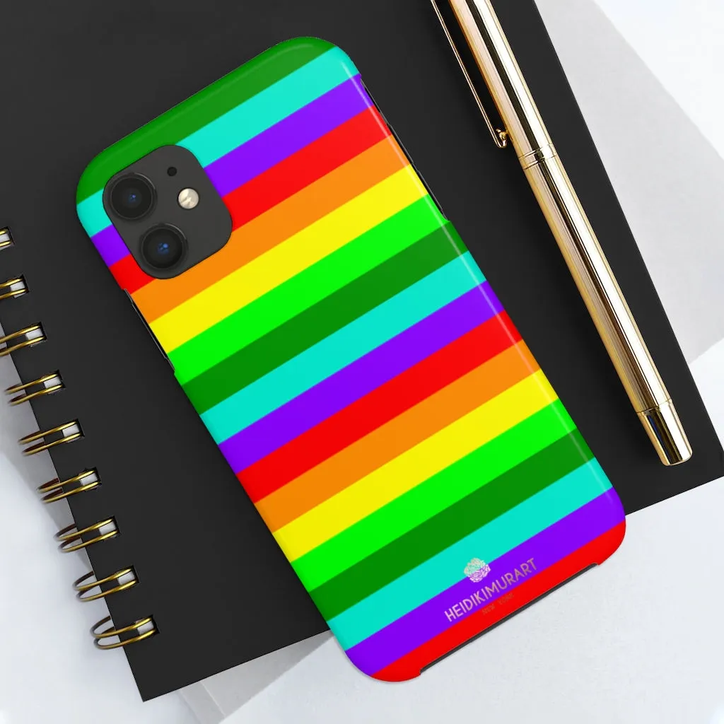 Rainbow Stripe Gay Pride iPhone Case, Colourful Case Mate Tough Samsung Galaxy Phone Cases