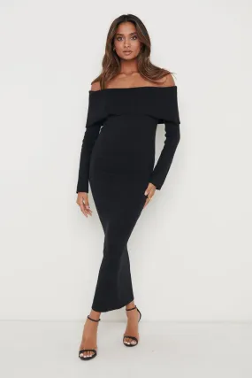 Soreya Bardot Knit Dress - Black