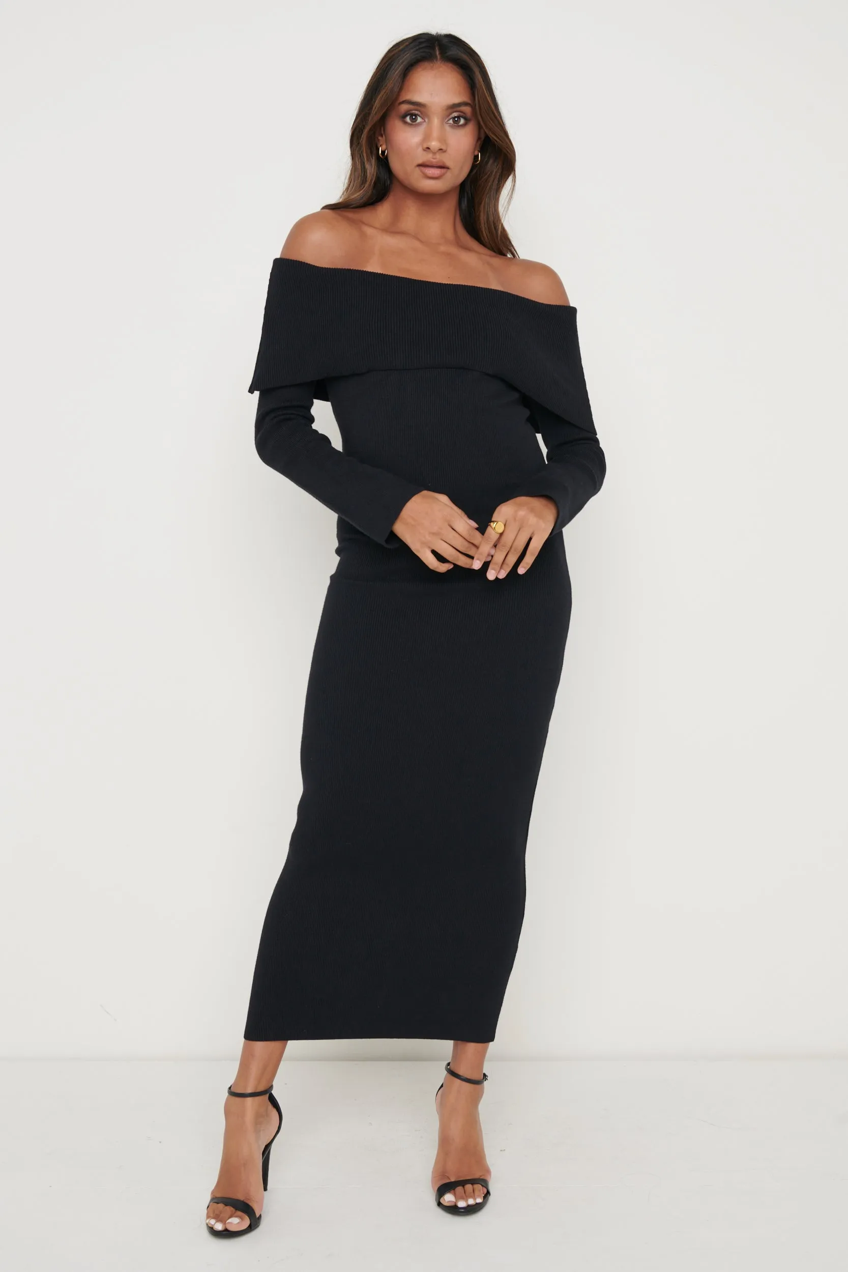 Soreya Bardot Knit Dress - Black