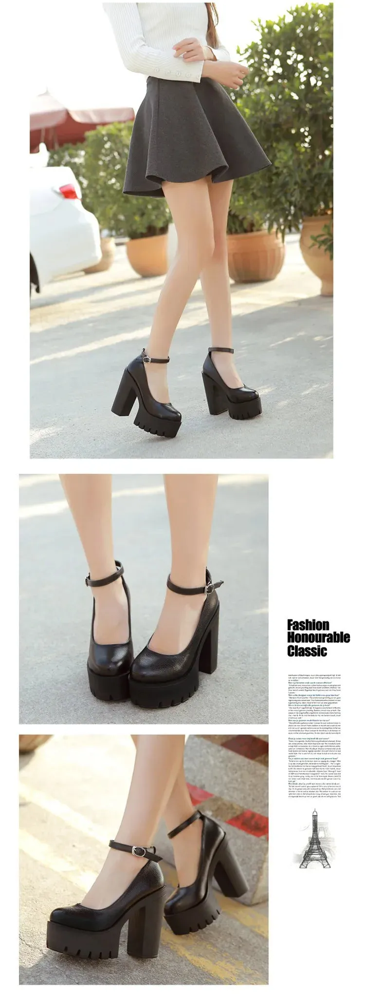 Spring autumn casual high-heeled shoes