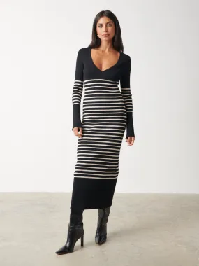 Vanessa Stripped Knit Dress - Black and White Stripe
