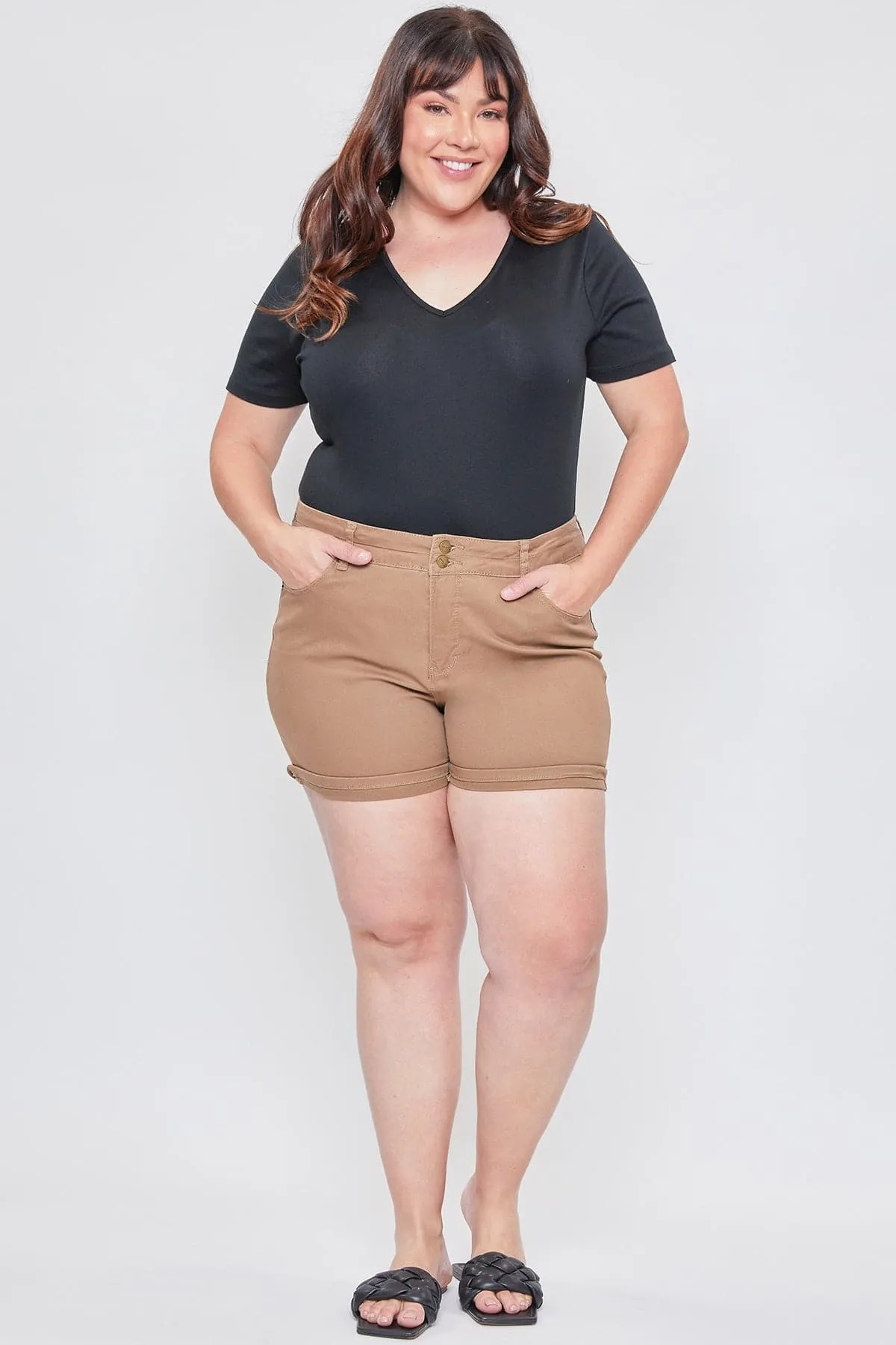 Women´s Plus Stacked Waistband Twill Shorts