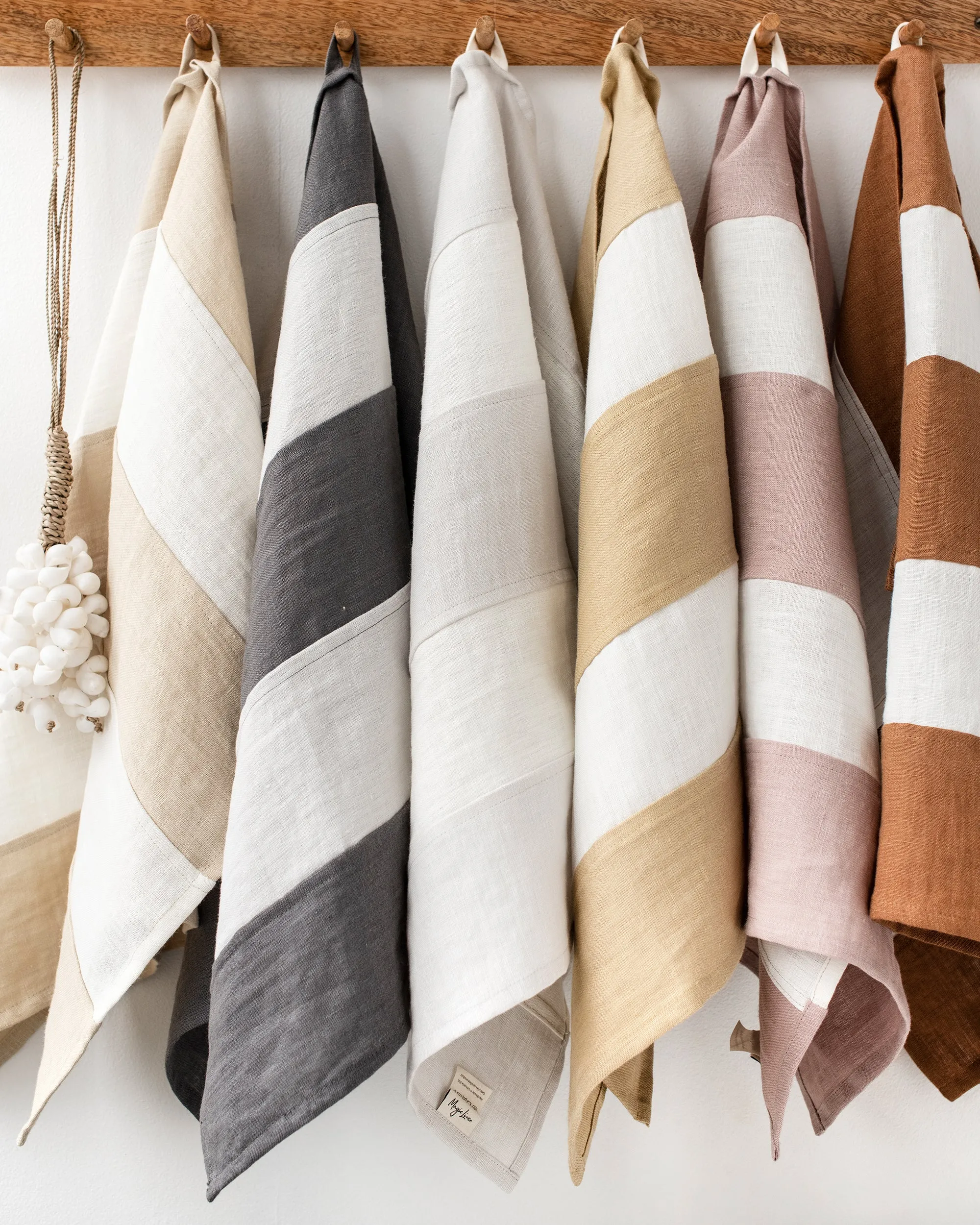 Zero-waste striped linen tea towel in Cinnamon