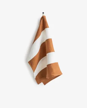 Zero-waste striped linen tea towel in Cinnamon