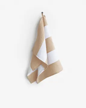 Zero-waste striped linen tea towel in Latte