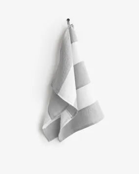 Zero-waste striped linen tea towel in Light gray