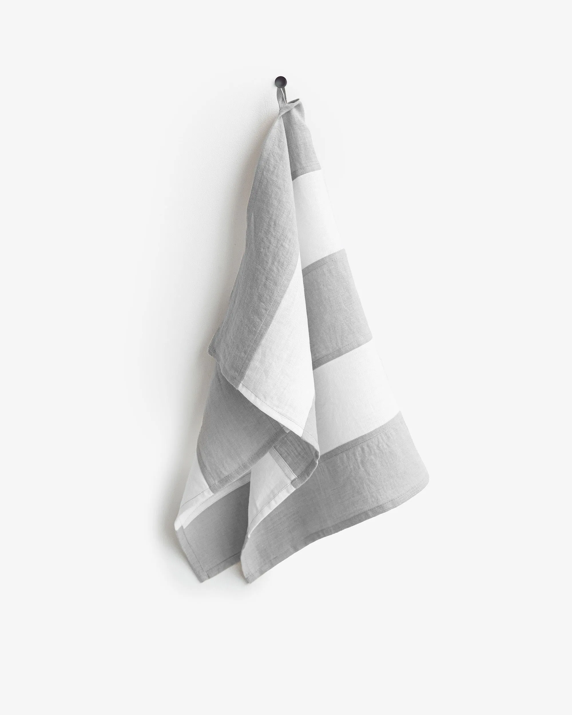 Zero-waste striped linen tea towel in Light gray