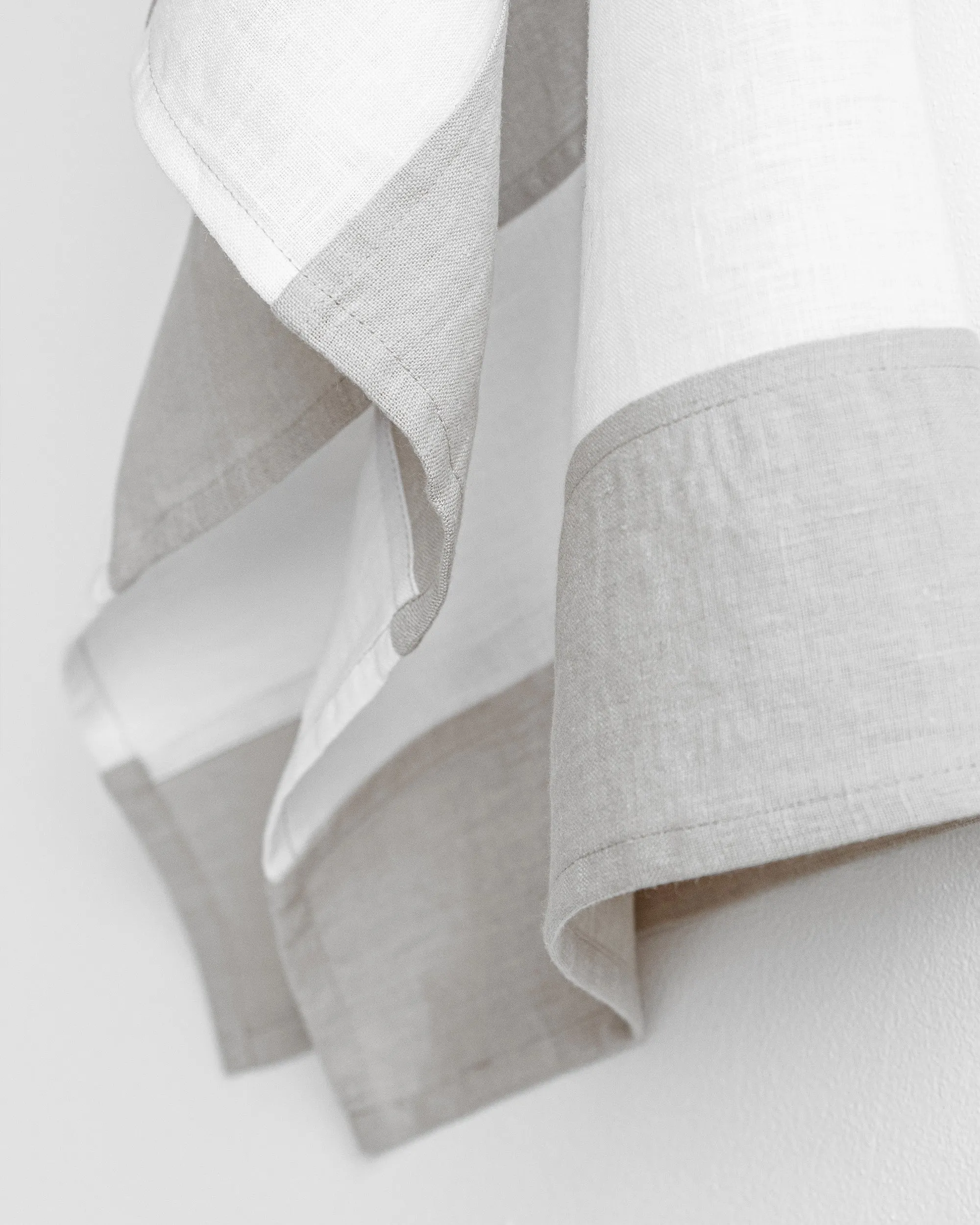 Zero-waste striped linen tea towel in Light gray