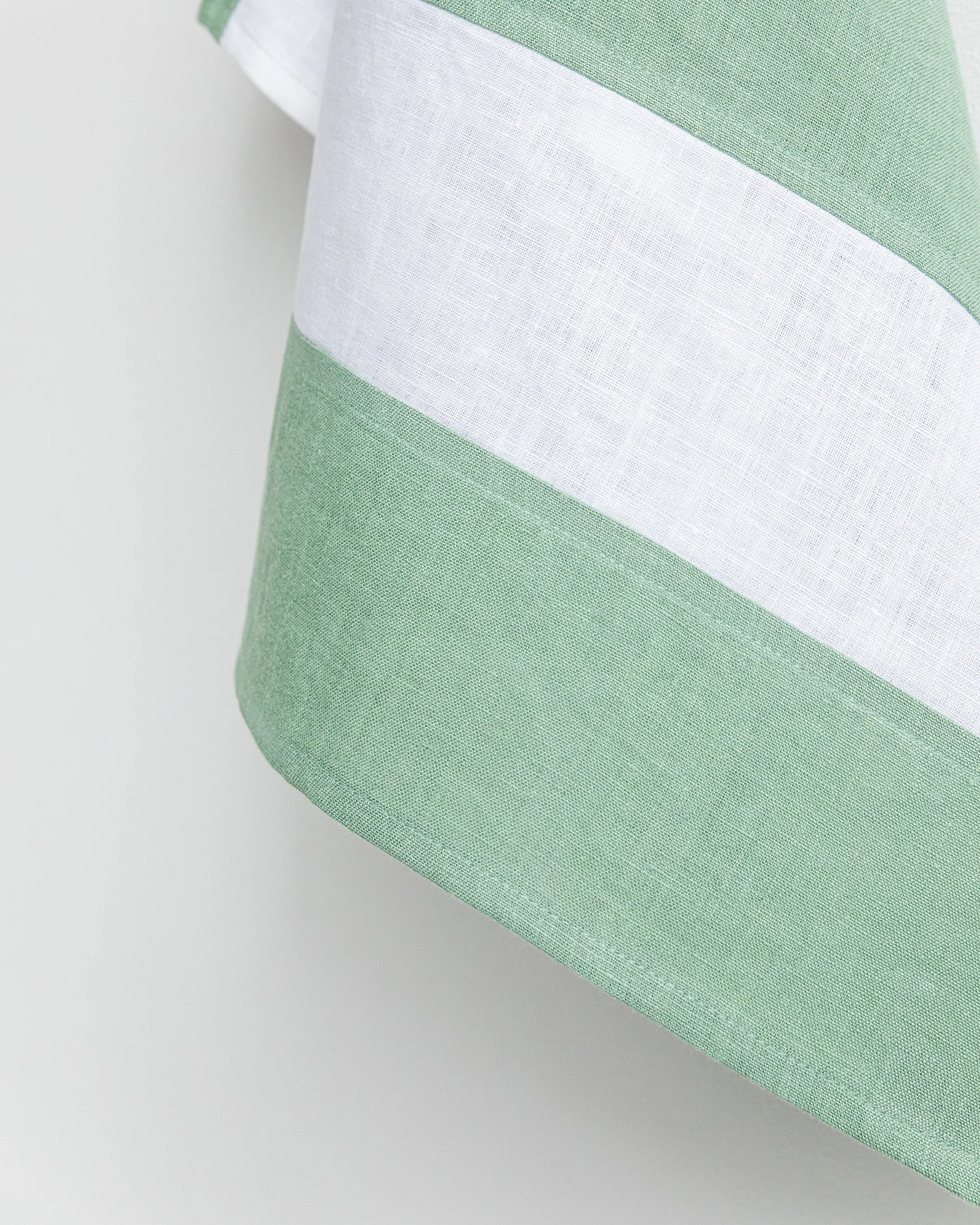 Zero-waste striped linen tea towel in Matcha green