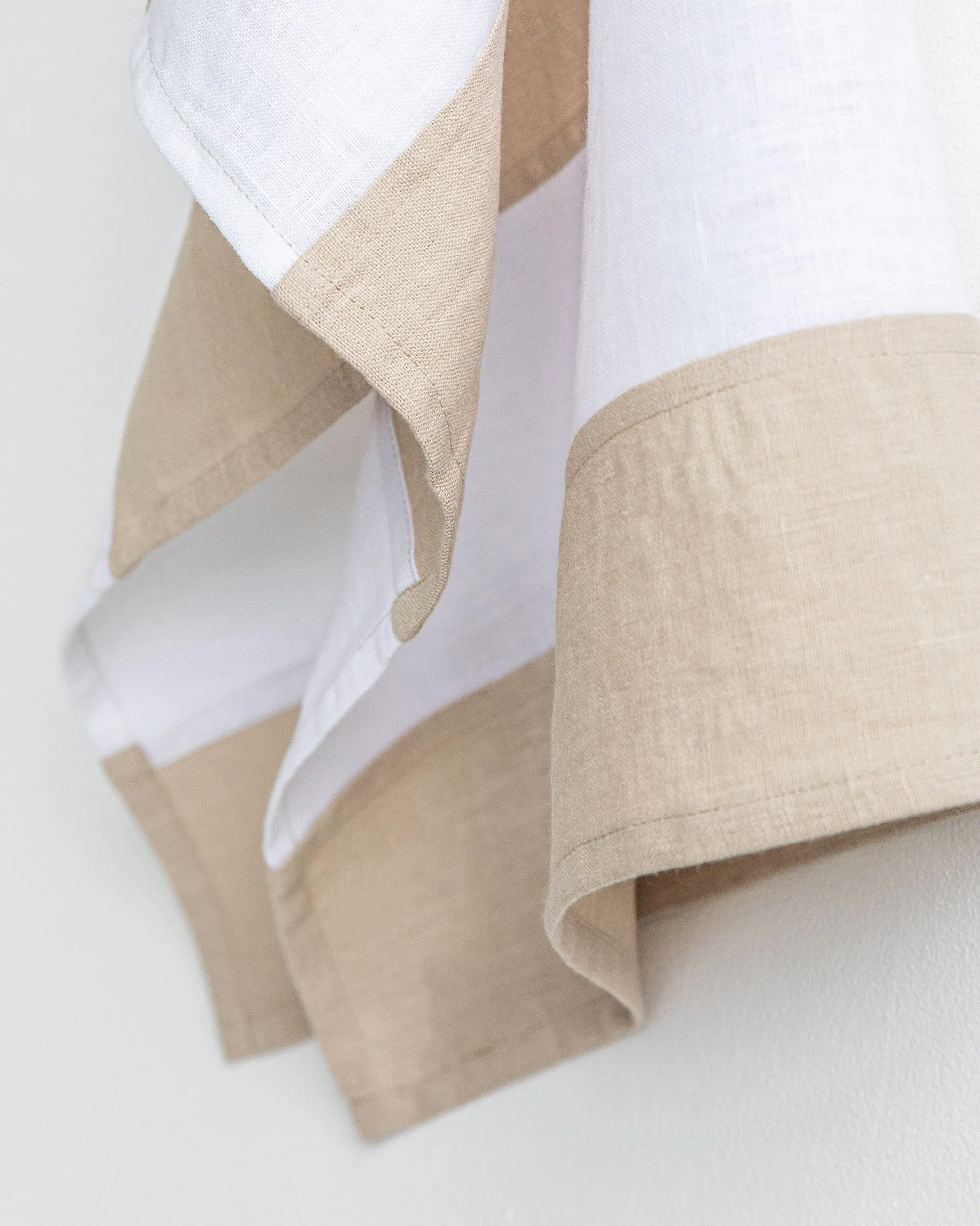 Zero-waste striped linen tea towel in Natural linen